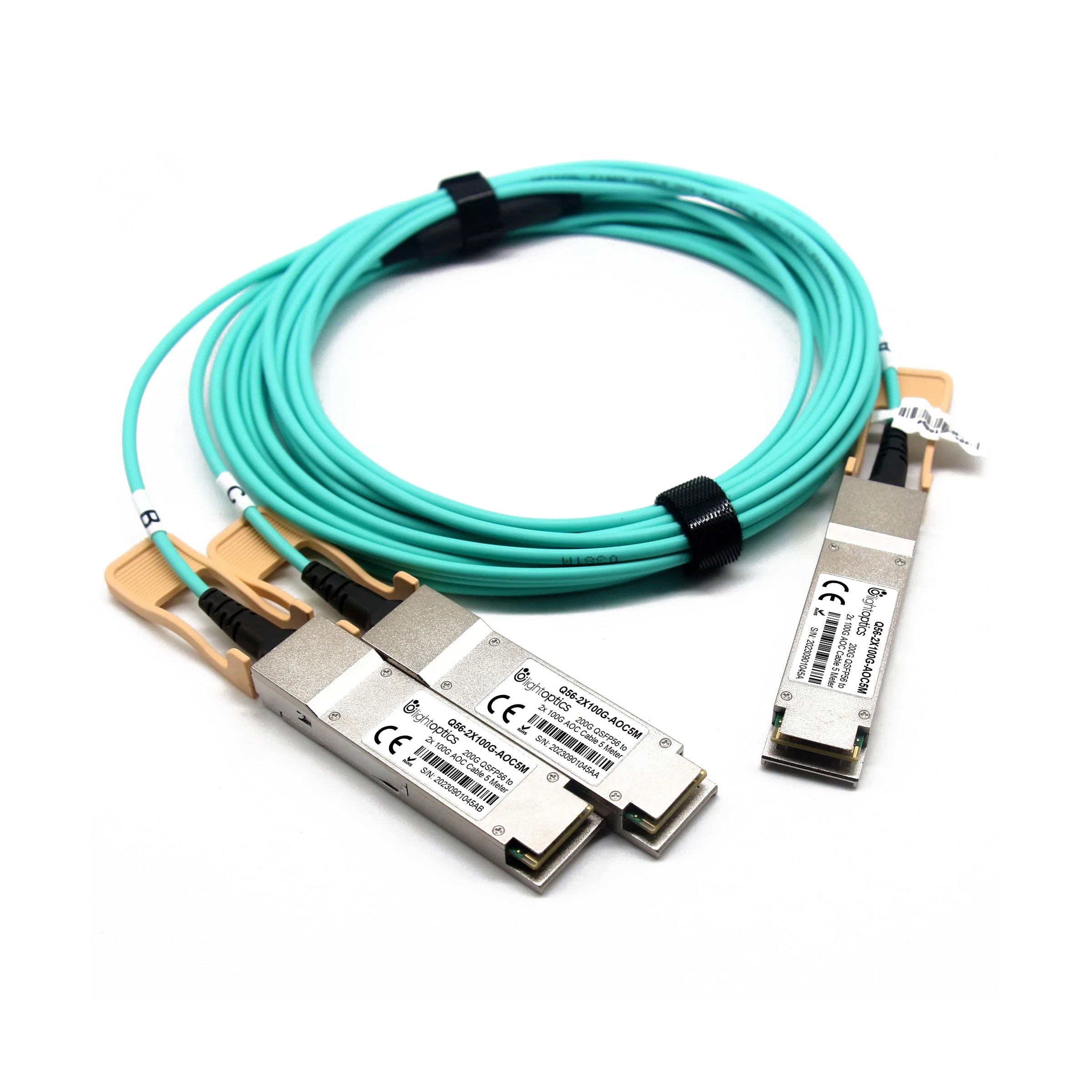 NVIDIA/Mellanox MFS1S50-H0xxV Compatible 200Gb/s HDR to 2x100Gb/s HDR100 (QSFP56 to 2xQSFP56) MMF Splitter AOC Cable