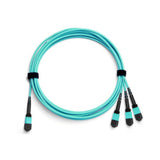 1m 24-Fiber Single MTP/MPO to 3 MTP/MPO-8 Multimode OM3 Fiber Optic Breakout Cable,Method B polarity