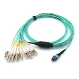 16 Fibers MTP/MPO-APC Female to LC Duplex Multimode OM3 Fiber 400G/50G Breakout Optic Cable