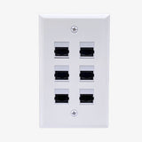 6-Port Wall Plate /Faceplate 1-Gang with 6 MPO Keystone Work for 40/100Gbps MPO/MTP Fibers