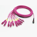 16 Fibers MTP/MPO-APC Female to LC Duplex Multimode OM4 Fiber 400G/50G Breakout Optic Cable