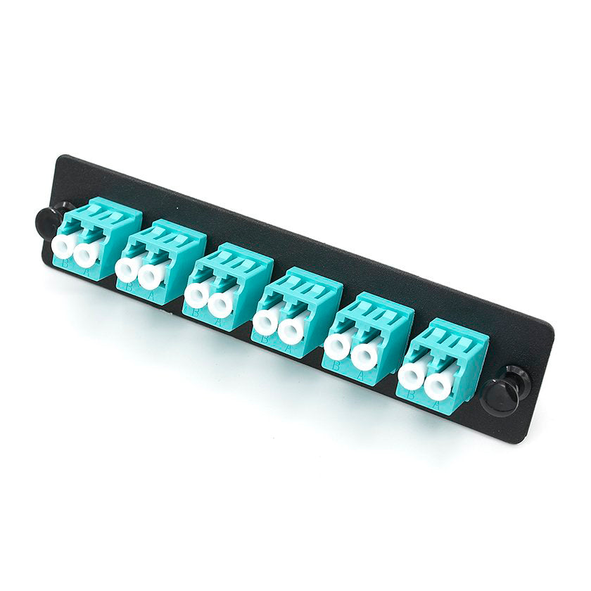 12 Port Fiber Adapter Panel w/Multimode OM3 6 Duplex LC Adapters ...