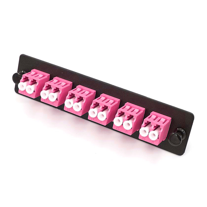 12 Port Fiber Adapter Panel w/Multimode OM4 6 Duplex LC Adapters ...