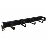 1U 5 D-rings Cable management panel with Brush Strip