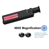 400x Handheld Fiber Optic Inspection Microscope with 2.5mm & 1.25mm Adapters for SC/ST/FC/LC/MU