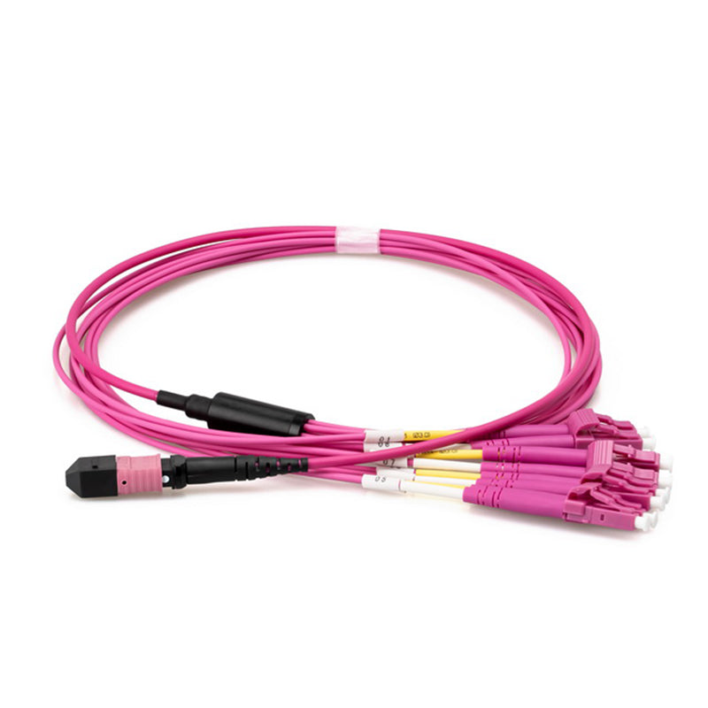 8 Fibers MTP to 4x LC duplex Multimode OM4 Fiber Breakout Cable
