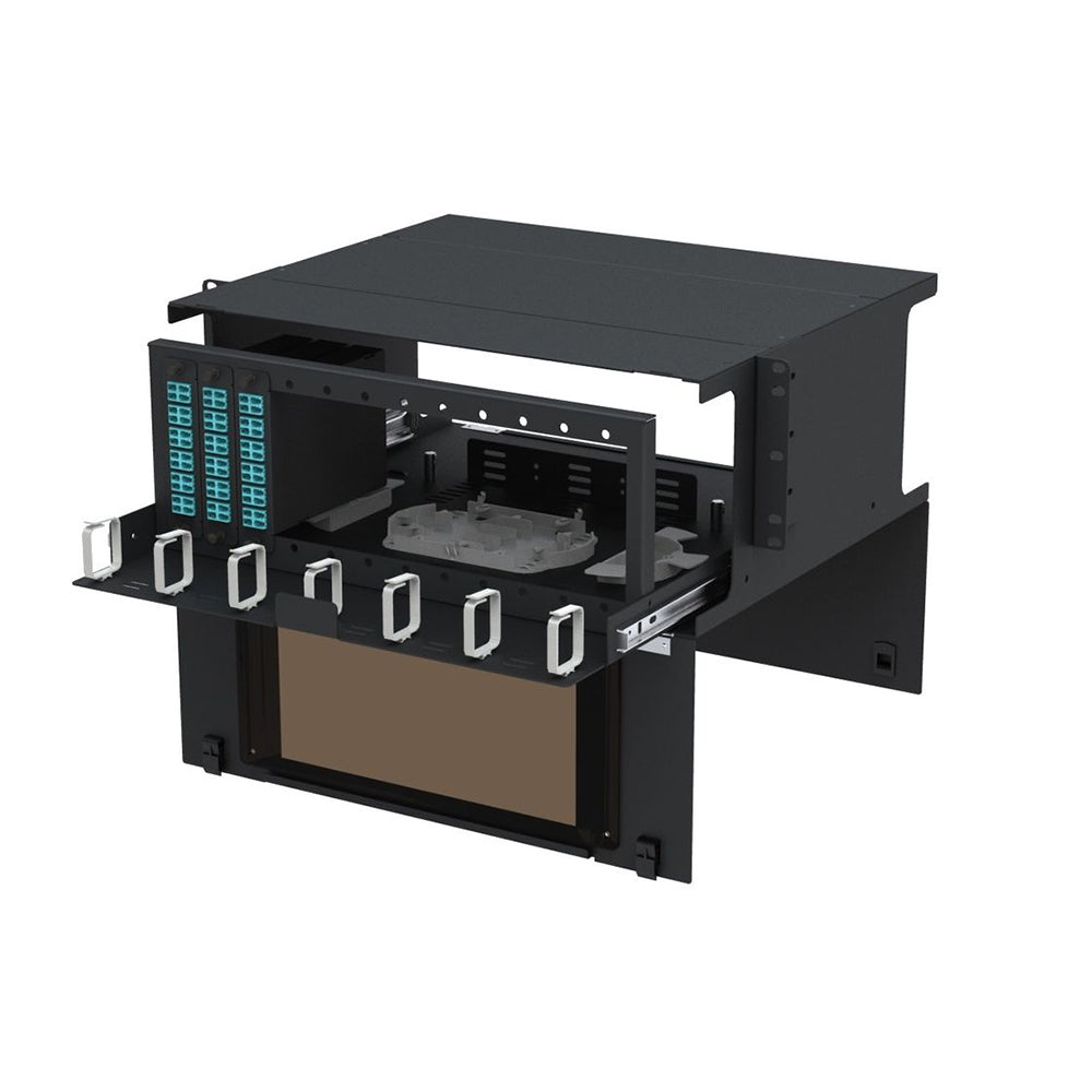 LHD4 Series Fiber Optic 4U Rack Enclosure, For 12x LHD4 MPO Casstettes, Unloaded, Black