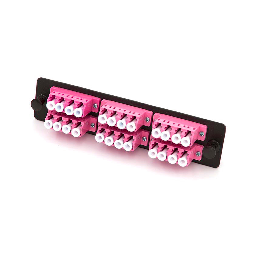 24 Port Fiber Adapter Panel w/Multimode OM4 12 Duplex LC Adapters ...