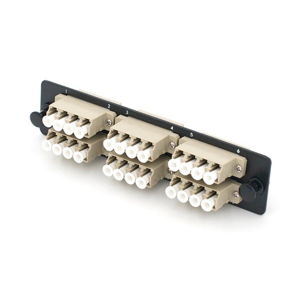 24 Port Fiber Adapter Panel w/Multimode OM1/OM2 12 Duplex LC Adapters ...