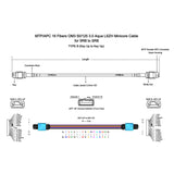 16 Fibers MTP/MPO-APC to MTP/MPO-UPC (F/F) OM3 Multimode 50/125 Fiber Trunk Cable