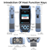 Handheld Mini OTDR Fiber Optic Reflectometer with 9 Functions VFL OLS OPM 24dB for 64km Fiber Cable Ethernet Tester