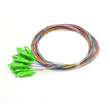 SC/APC 12 Strand Fiber Optic Color Code Grade B Fiber Optic Pigtail Single Mode (G652D/G657A1/G657A2)